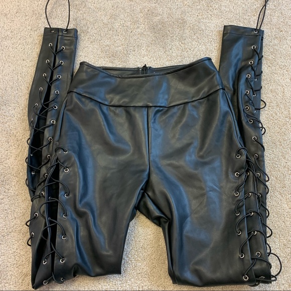 MESHKI NWT black lace up Kaia legging pants Sz XS - Picture 5 of 12